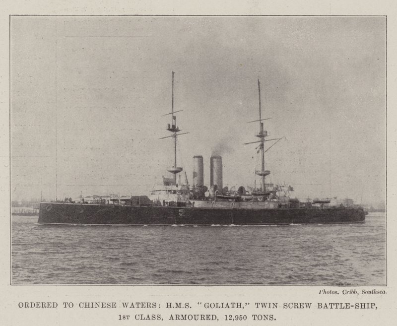 Encomendado para Águas Chinesas, HMS Goliath, Navio de Batalha com Parafuso Gêmeo, 1ª Classe, Blindado, 12.950 Toneladas de English Photographer