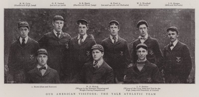Nossos visitantes americanos, a equipe atlética de Yale de English Photographer