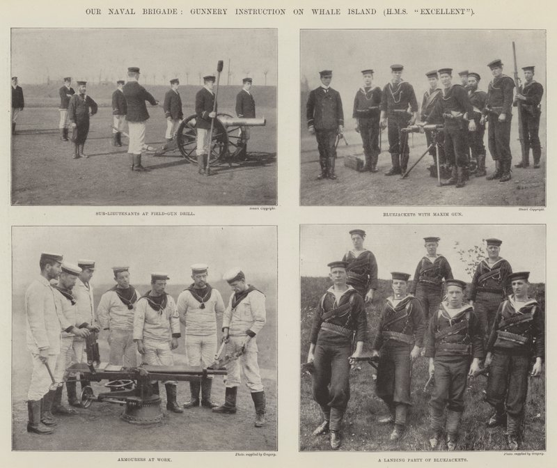Nossa Brigada Naval, Instrução de Artilharia na Ilha das Baleias (HMS Excelente) de English Photographer