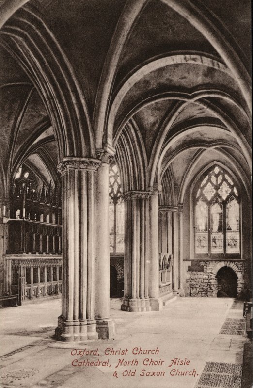 Oxford, Christ Church Cathedral, North Choir Aisle, Old Saxon Church (foto a p/b) de English Photographer