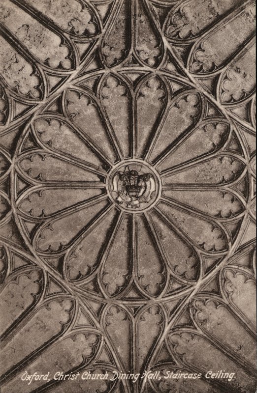 Oxford, Christ Church, Dining Hall, Staircase Ceiling (foto a p/b) de English Photographer
