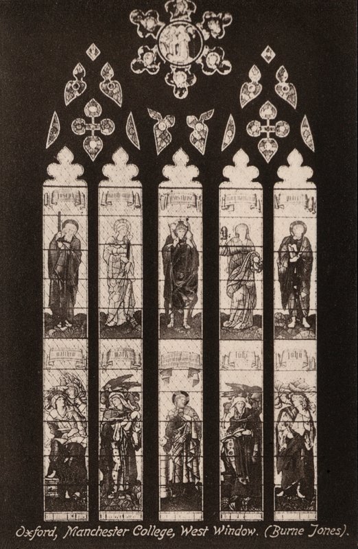Oxford, Manchester College, West Window, Burne Jones (foto a p/b) de English Photographer
