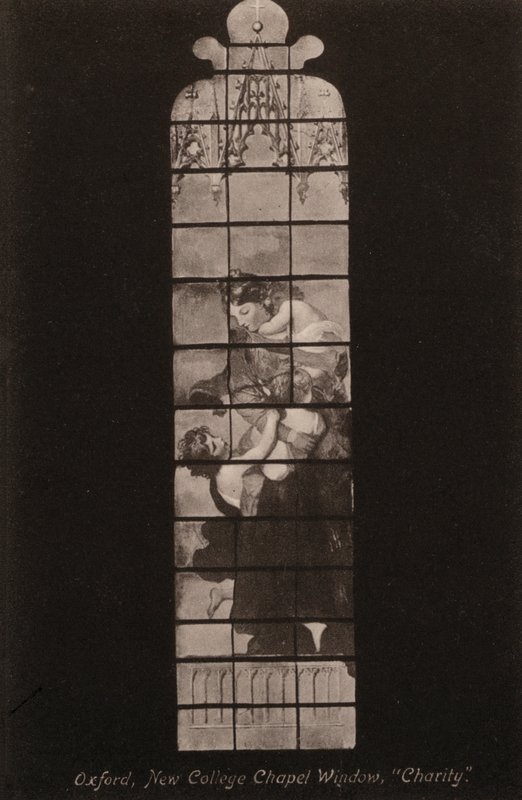 Oxford, New College Chapel Window, Charity (foto a p/b) de English Photographer