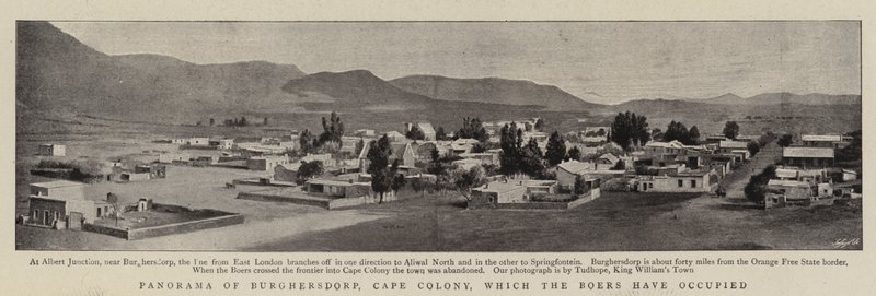 Panorama de Burghersdorp, Cape Colony, que os Boers ocuparam de English Photographer