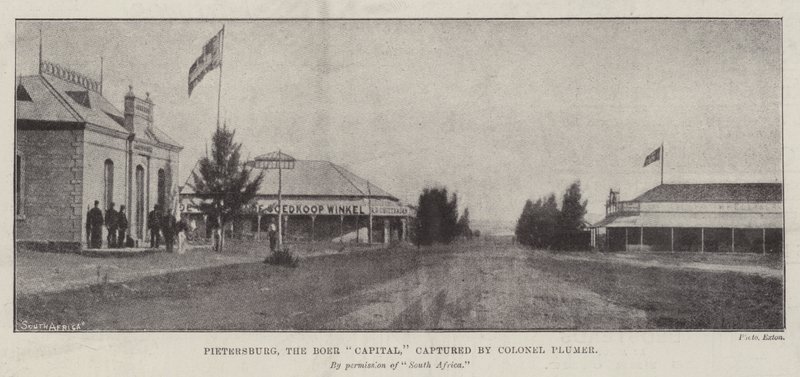 Pietersburg, a capital dos Boer, capturada pelo coronel Plumer de English Photographer
