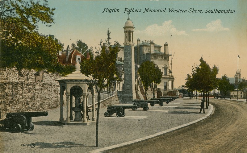 O peregrino gena o memorial, costa ocidental, Southampton. Postal enviado em 1913. de English Photographer