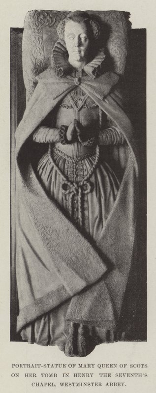 Retrato-Estátua de Maria Rainha dos Escoceses em seu túmulo em Henry a Sétima Capela, Abadia de Westminster de English Photographer