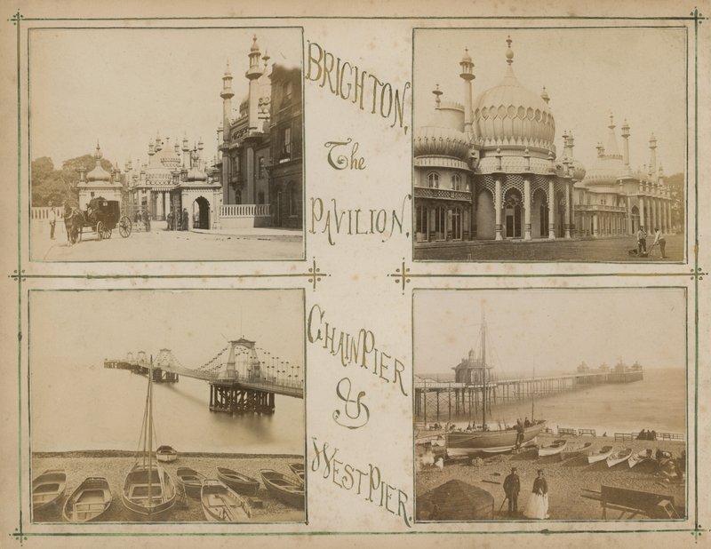 Postal com imagens representando vistas de Brighton de English Photographer