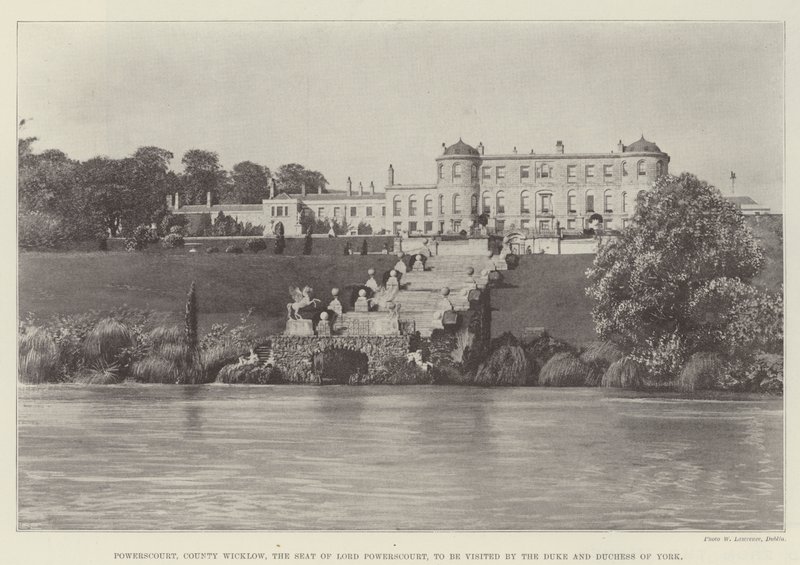 Powerscourt, condado Wicklow, a sede do senhor Powerscourt, para ser visitado pelo duque e pela duquesa de York de English Photographer