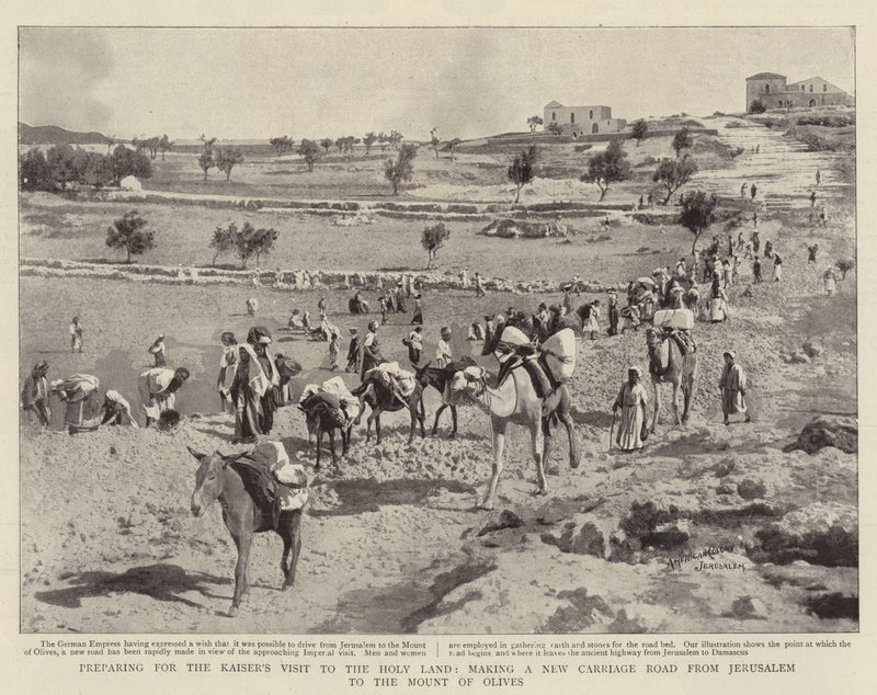 Preparando-se para os Kaisers Visita à Terra Santa, fazendo uma Nova Estrada de Transporte de Jerusalém para o Monte das Oliveiras de English Photographer