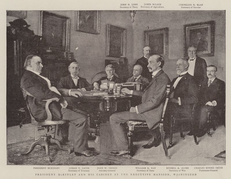 Presidente McKinley e seu gabinete no Executive Mansion, Washington de English Photographer