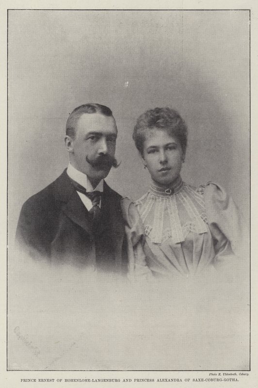 Príncipe Ernest de Hohenlohe-Langenburg e Princesa Alexandra de Saxe-Coburg-Gotha de English Photographer