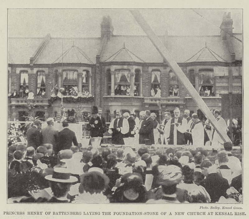 Princesa Henrique de Battenberg, colocando a pedra da fundação de uma nova igreja em Kensal Rise de English Photographer