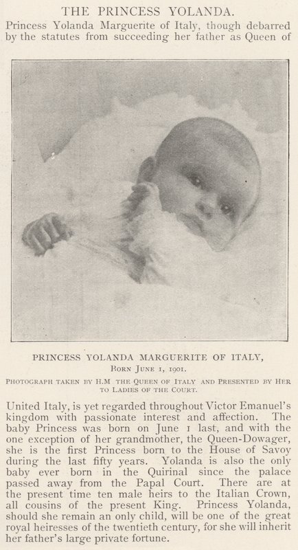 Princesa Yolanda Marguerite da Itália, nascida em 1º de junho de 1901 de English Photographer