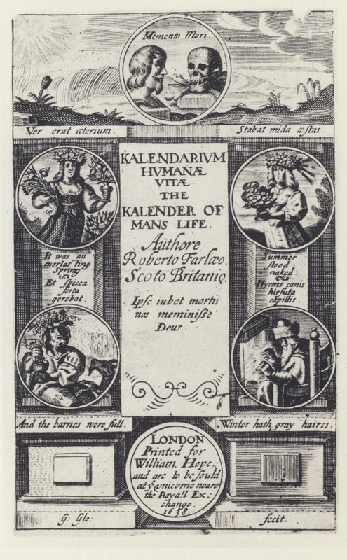 R Farley, Kalendarium humanae vitae, W Hope 1638 (foto a p/b) de English Photographer