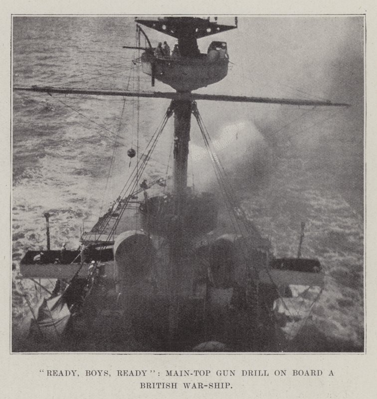 Pronto, meninos, pronto, broca de arma principal-Top a bordo de um navio de guerra britânico de English Photographer