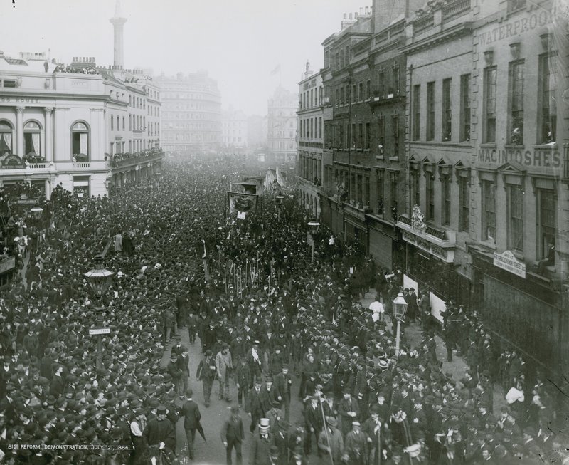 Reforma de manifestação, 21 de julho de 1884, fotografia de English Photographer