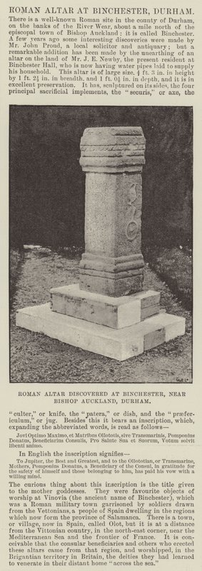 Altar romano descoberto em Binchester, perto de Bishop Auckland, Durham de English Photographer