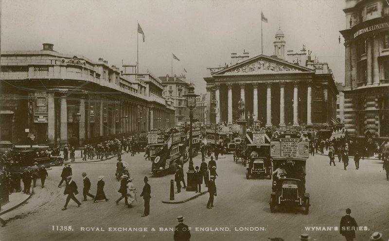 Royal Exchange e Banco da Inglaterra, Londres de English Photographer