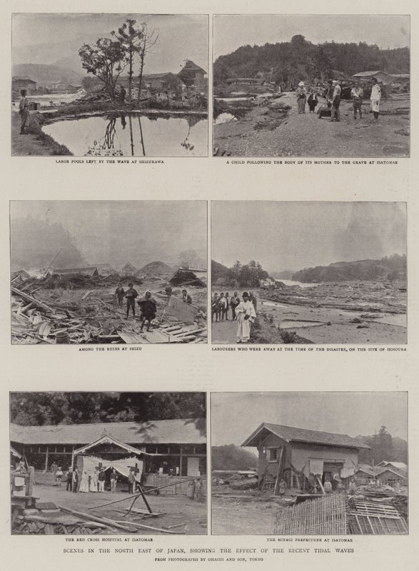 Cenas no nordeste do Japão, mostrando o efeito das ondas de maré recentes de English Photographer
