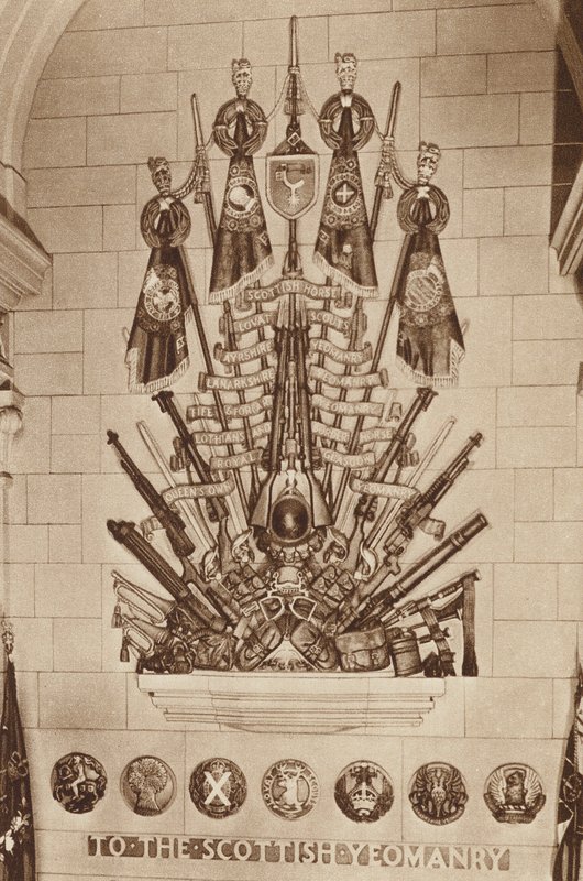 Memorial de Guerra Nacional da Escócia: A Yeomanry escocesa (fotografia a preto e branco) de English Photographer