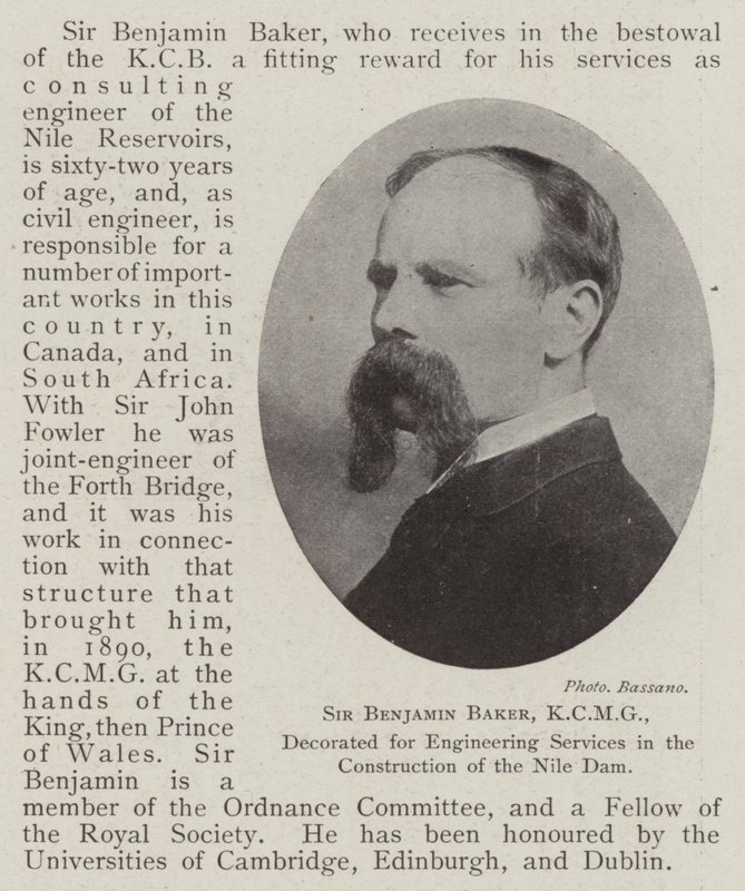 Sir Benjamin Baker, KCMG, condecorado por serviços de engenharia na construção da barragem do Nilo de English Photographer