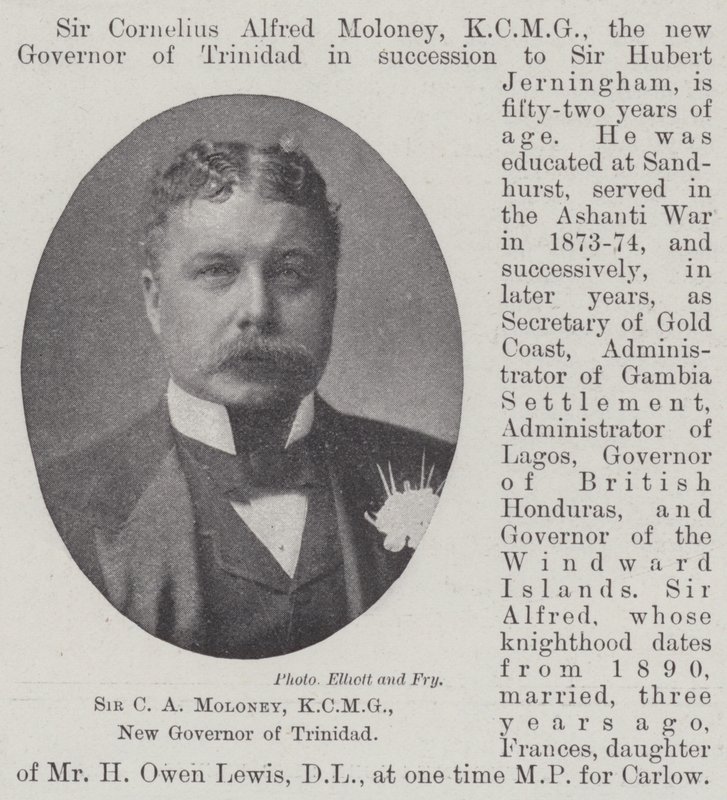 Sir CA Moloney, KCMG, novo governador de Trinidad de English Photographer