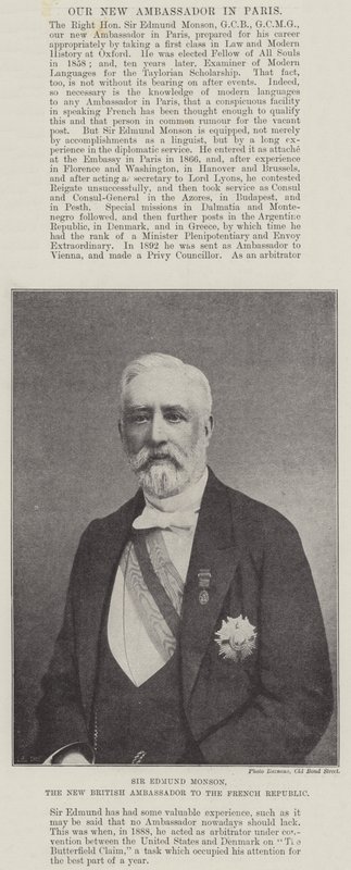 Sir Edmund Monson, o novo embaixador britânico na República Francesa de English Photographer