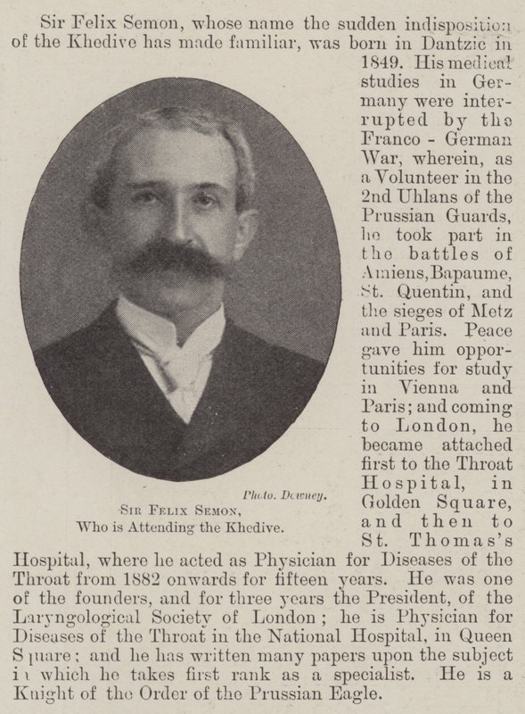 Sir Felix Semon, que está participando do Khedive de English Photographer