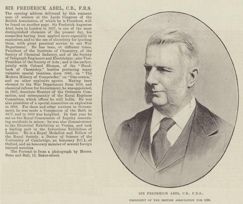 Sir Frederick Abel, CB, FRS, Presidente da Associação Britânica de 1890 de English Photographer