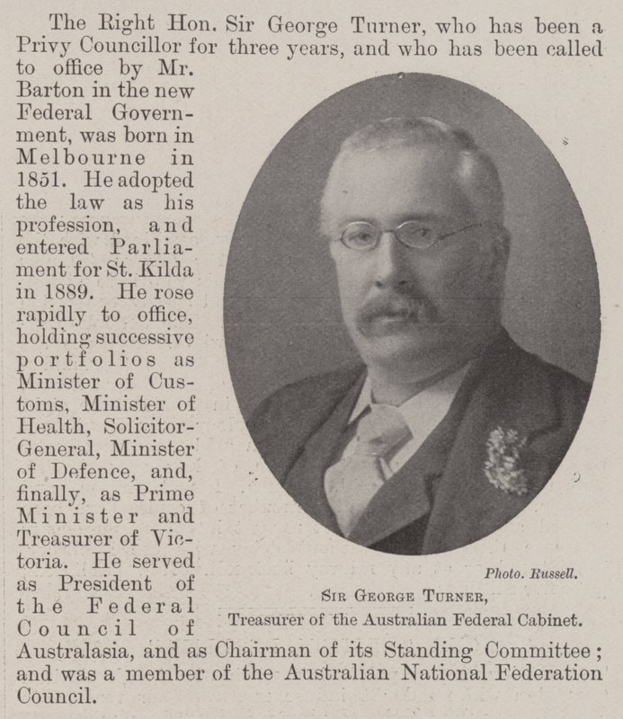 Sir George Turner, Tesoureiro do Gabinete Federal Australiano de English Photographer