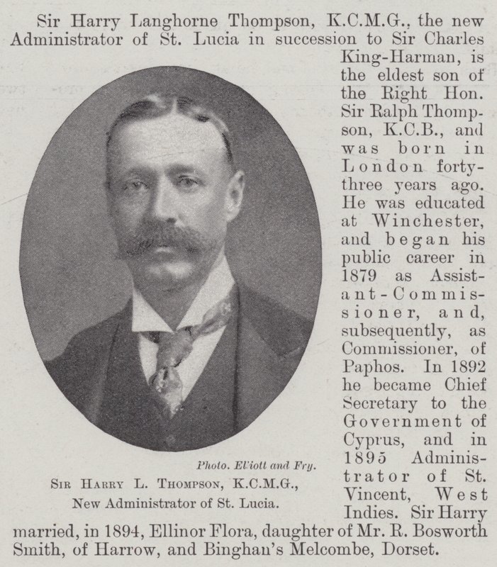 Sir Harry L Thompson, KCMG, novo administrador de Santa Lúcia de English Photographer