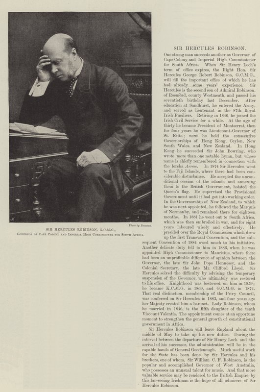 Sir Hercules Robinson, GCMG, Governador da Colônia do Cabo e Alto Comissário Imperial da África do Sul de English Photographer