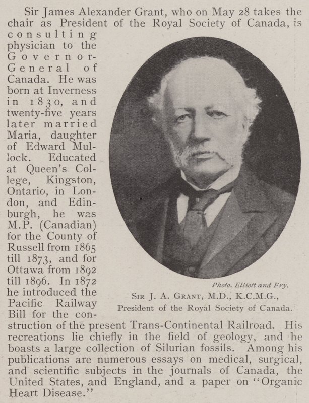 Sir JA Grant, MD, KCMG, presidente da Royal Society of Canada de English Photographer