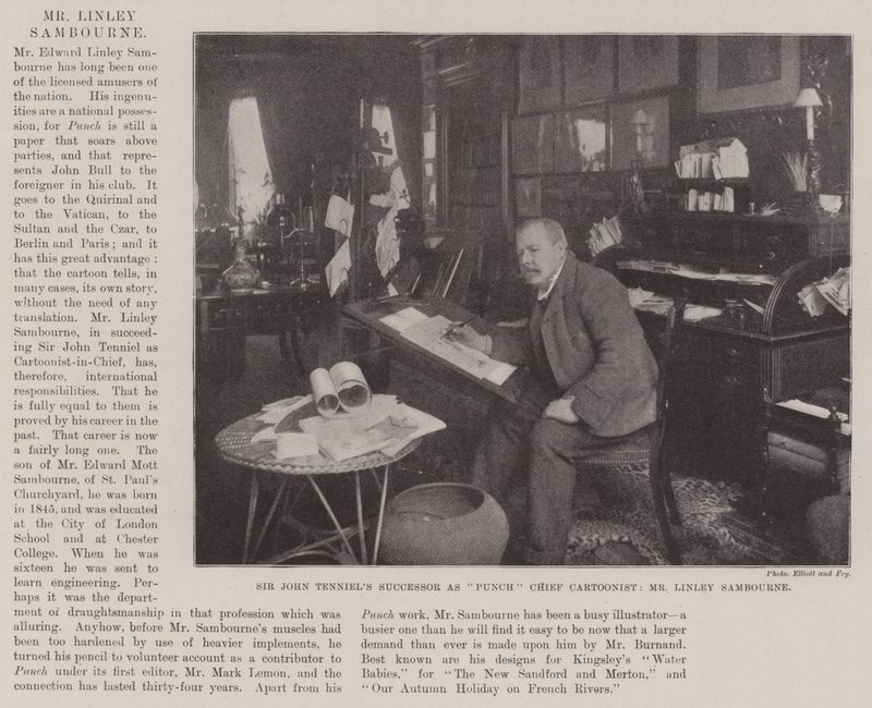 Sir John Tenniels Sucessor como cartunista chefe do Punch, Sr. Linley Sambourne de English Photographer