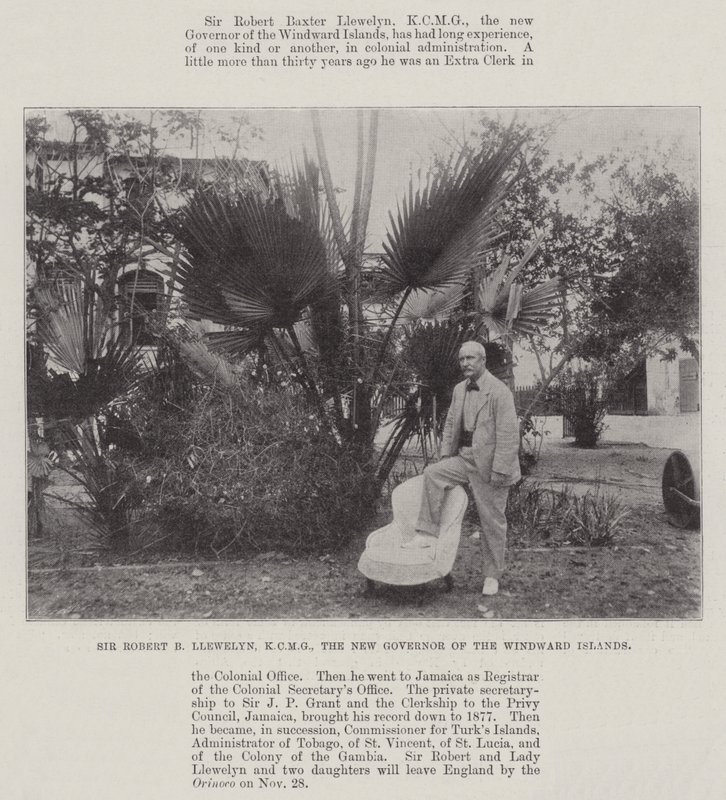 Sir Robert B Llewelyn, KCMG, o novo governador das ilhas de barlavento de English Photographer