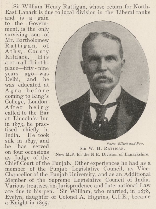 Sir WH Rattigan, novo parlamentar da Divisão NE de Lanarkshire de English Photographer