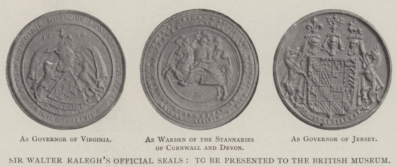 Selos oficiais de Sir Walter Raleghs, para serem apresentados ao Museu Britânico de English Photographer