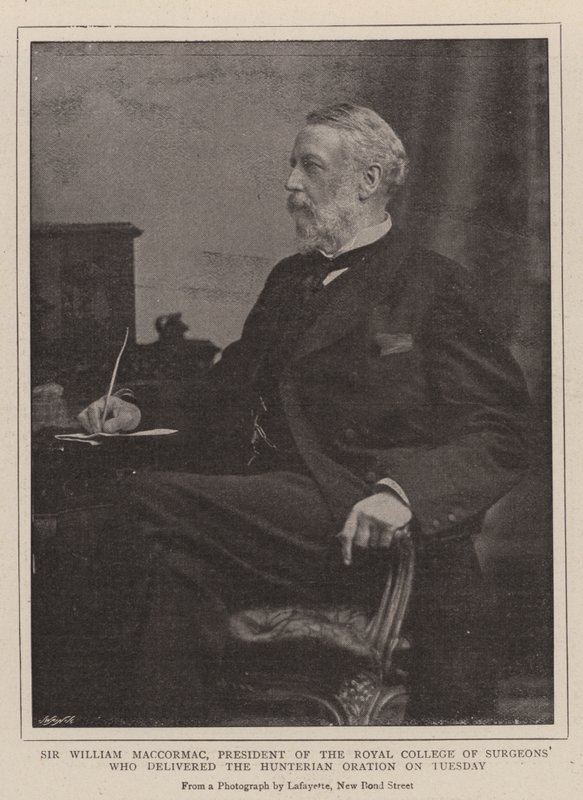 Sir William MacCormac, Presidente do Royal College of Surgeons, que fez a Oratória Hunteriana na terça-feira de English Photographer