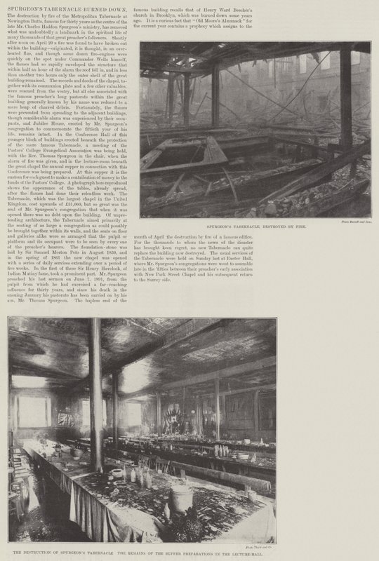 O Tabernáculo de Spurgeons foi incendiado de English Photographer