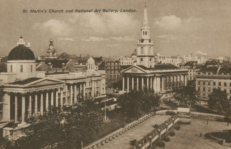 Igreja St Martins e Galeria Nacional de Arte, Londres de English Photographer