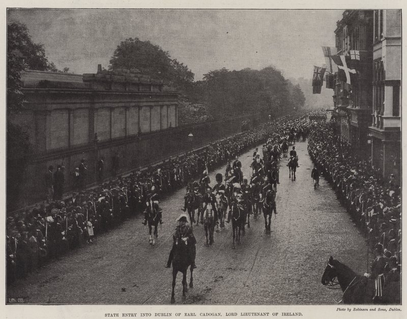 Entrada do Estado em Dublin de Earl Cadogan, Lord Lieutenant of Ireland de English Photographer