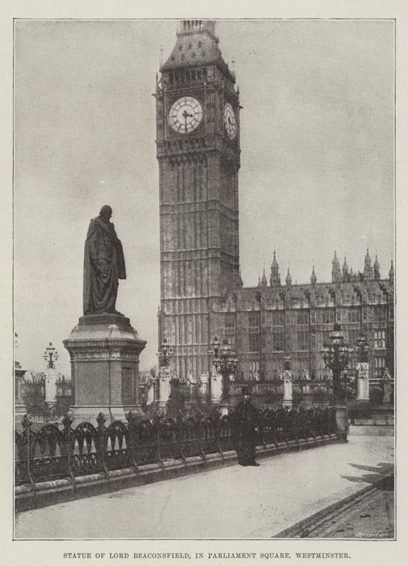 Estátua, de, senhor, Beaconsfield, em, parlamento, quadrado, westminster de English Photographer