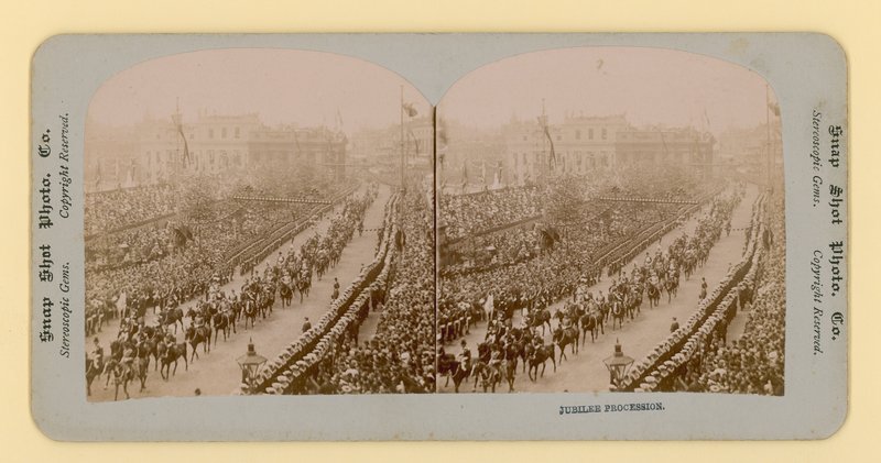 Cópia estereoscópica do jubileu de diamante da rainha Victorias, 28 de junho de 1897 de English Photographer