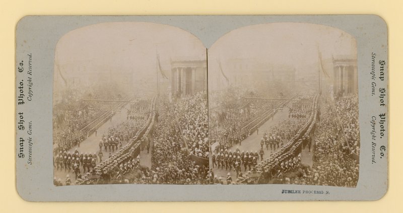 Cópia estereoscópica do jubileu de diamante da rainha Victorias, 28 de junho de 1897 de English Photographer
