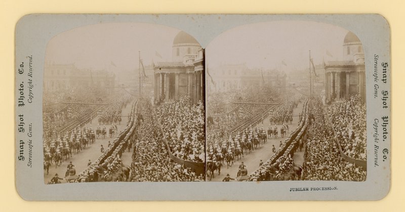 Cópia estereoscópica do jubileu de diamante da rainha Victorias, 28 de junho de 1897 de English Photographer