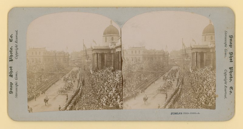 Cópia estereoscópica do jubileu de diamante da rainha Victorias, 28 de junho de 1897 de English Photographer