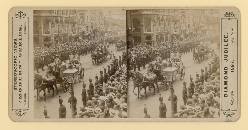 Cópia estereoscópica do jubileu de diamante da rainha Victorias, 28 de junho de 1897 de English Photographer