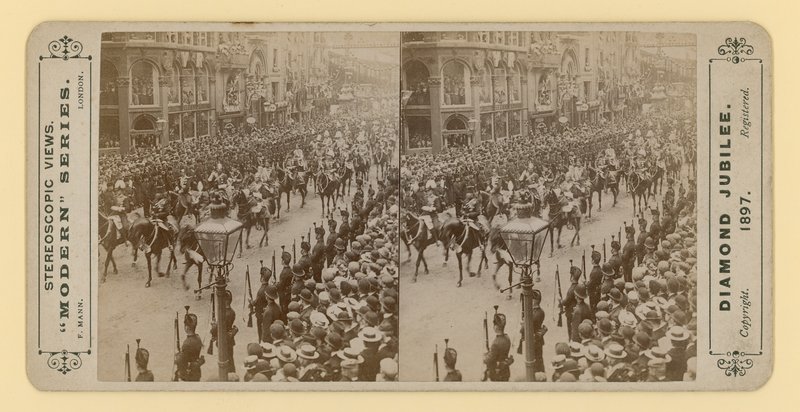 Cópia estereoscópica do jubileu de diamante da rainha Victorias, 28 de junho de 1897 de English Photographer
