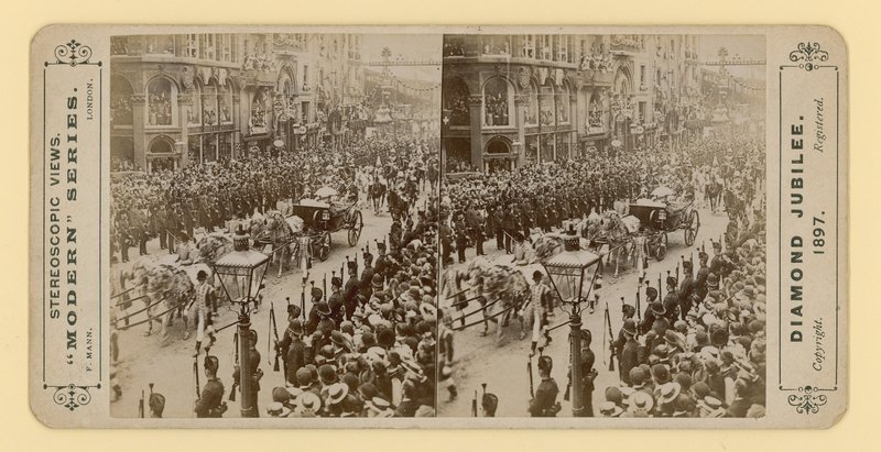 Cópia estereoscópica do jubileu de diamante da rainha Victorias, 28 de junho de 1897 de English Photographer